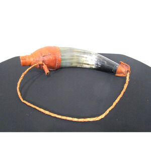 EUC! Handmade Bull Horn & Leather Canteen Flask